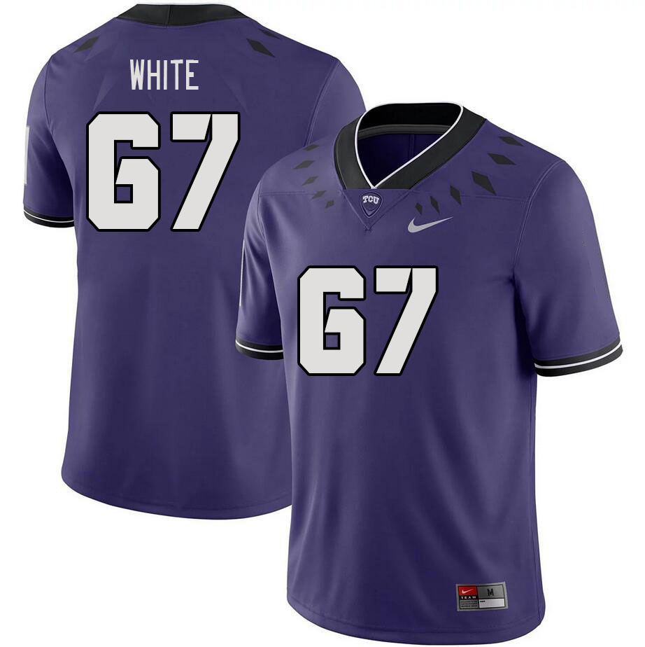Men #67 Hudson White TCU Horned Frogs 2023 College Footbal Jerseys Stitched-Purple